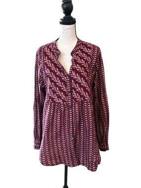 Marketplace Dignity Not Charity Cotton Block Print Blouse Handwork Boho Artsy L